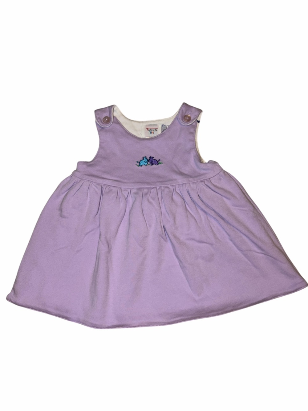 Vintage Y2K Talbots Lilac Reversible Hippo Baby Dress Safari Animals 3m Cotton